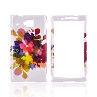 [Talon] Colorful Water Flowers on White Huawei Ideos X6 Plastic Case Cover [Anti Slip] Supports Premium High Definition Anti Scratch Screen Protector; Durable Fashion Snap on Hard Case; Coolest Ultra Slim Case Cover for Ideos X6 Supports Huawei X6 Devices 