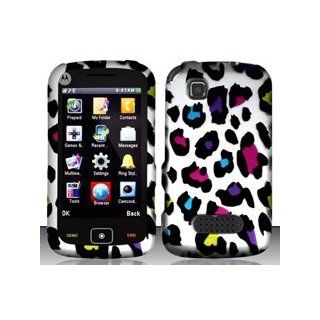 Motorola EX124g (Net10) Colorful Leopard Design Snap On Hard Case Protector Cover + Free Wrist Band: Cell Phones & Accessories
