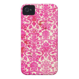 Hot Pink Vintage Grunge Damask iPhone 4s Case Case Mate iPhone 4 Cases