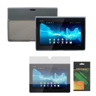 iShoppingdeals   Smoke/Gray Rubber TPU Cover Skin Case and Anti Glare Matte Screen Protector for Sony Xperia Tablet S (SGPT121US/SGPT122US/SGPT123US) Computers & Accessories