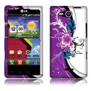 Hard Plastic Snap on Cover Fits LG VS840 Lucid 4G 2D Silver Purple Flowers Verizon: Cell Phones & Accessories