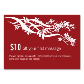 Zen Chic Massage Therapist Coupon Business Card
