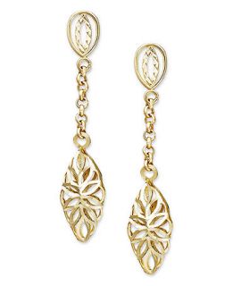 14k Gold Earrings, Diamond Cut Marquise Filigree Drop Earrings   Earrings   Jewelry & Watches