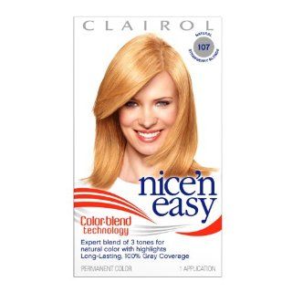 Clairol Nice N Easy Permanent Hair Color, Strawberry Blonde, 107   Kit  Chemical Hair Dyes  Beauty