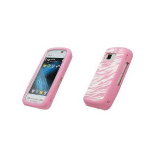 Premium Pink and White Zebra Design Silicone Gel Skin Cover Case for Nokia Nuron 5230 [Accessory Export Brand Packaging] Cell Phones & Accessories