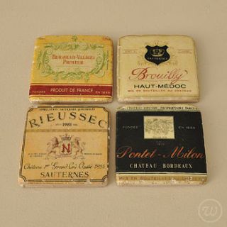 french vintage wine coasters / paper weight by ethical trading company