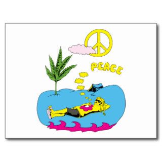 Peace Sign Symbol ~ 60s Hippie Girl Postcard