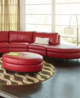 Lyla Leather Curved Sectional Sofa, 4 Piece (Curved Chair, 2 Armless Curved Chairs and Curved Ottoman)   Furniture