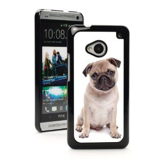 HTC One M7 Black Hard Back Case Cover MB105 Color Cute Pug Puppy Dog: Cell Phones & Accessories