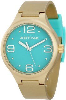 Activa By Invicta Women's AA101 023 Aqua Dial Gold Tone Polyurethane Watch: Watches