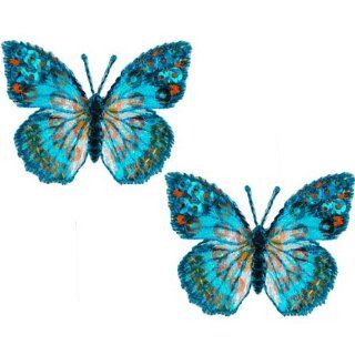 Expo MBP102BL Iron On Embroidered Sequin Butterfly Applique, 2 Pack, Blue