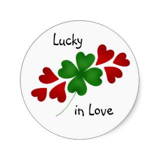 Shamrock with hearts, Lucky in Love Round Sticker