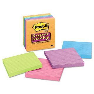 Post it Notes Super Sticky   Super Sticky Notes, 4 x 4, Lined, 5 Electric Glow Colors, 6 90 Sheet Pads/Pack   Sold As 1 Pack   Holds stronger and longer. : Office Products