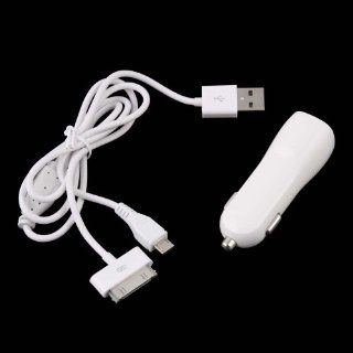 Ebest   White USB Car Charger Cable For iPhone 4 4S, iPod, New iPad, iPad 2, Blackberry HTC Mot: Cell Phones & Accessories