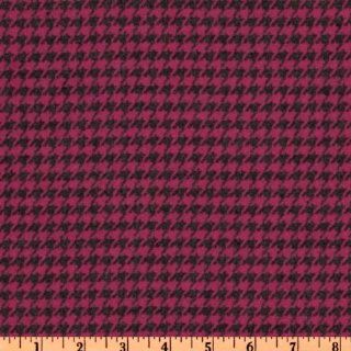 60'' Wide Wool Blend Suiting Houndstooth Fuchsia/Grey Fabric By The Yard:
