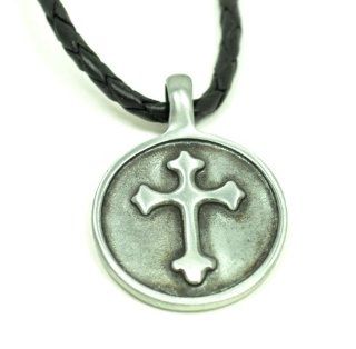 20 inch Men's Black Leather Necklace with Celtic Cross Pendant: Jewelry