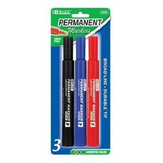 BAZIC Color Chisel Tip Jumbo Permanent Marker, 3 Per Pack : Office Products