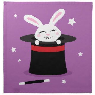 Rabbit in magicians hat magic show cloth napkin