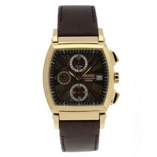 Seiko Men's SNDZ78 Chronograph Brown Dial Leather Strap Watch Watches