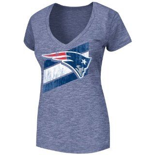 New England Patriots Ladies Victory Play V Neck Slim Fit T Shirt   Navy Blue : Sports Fan Apparel : Sports & Outdoors