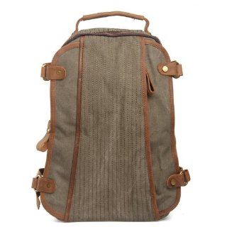 EcoCity Canvas Leather Rucksack Backpack (Army green) Sports & Outdoors