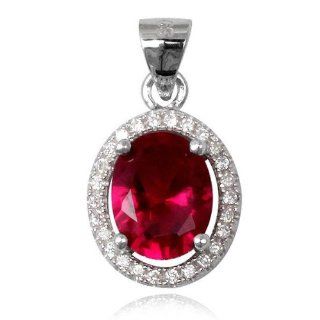 925 Sterling Silver Rhodium Plated Pink & White Cubic Zirconia Solitaire Pendant   Beta Jewelry: Jewelry