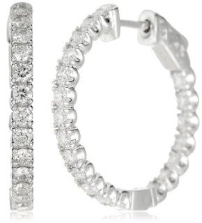 KC Designs "Eternity Hoops" Diamond 14k White Gold Hoop Earrings , 1.82 cttw: Jewelry