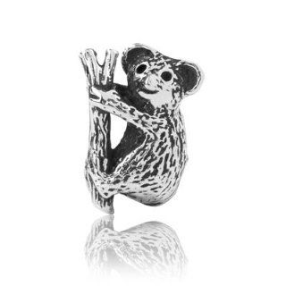 Sterling Silver Koala Bear Charm , Fits Pandora and All Other Brands Charm Bracelets and Necklace. Jewelry