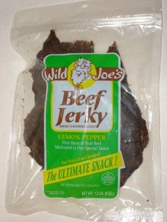 Wild Joe's Gourmet Beef Jerky Lemon Pepper Style 1/2 Pound (8 Ounces) Resealable Bag Food Network Snacks Unwrapped : Jerky And Dried Meats : Grocery & Gourmet Food