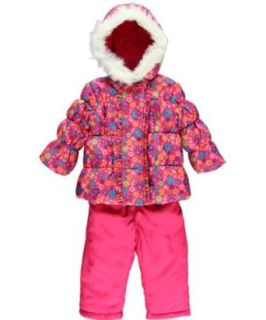 Weatherproof Baby Girls Floral Print 2 Piece Snowsuit With Snow Bib: Clothing