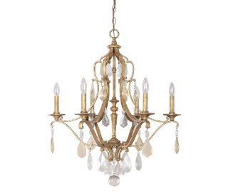 Capital Lighting 4186AG PC Blakely 6 Light Chandelier, Antique Gold Finish with Painted Crystal Accents    