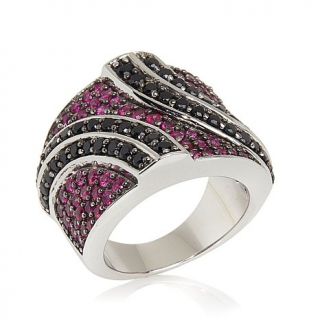 Victoria Wieck 2.43ct Ruby and Black Spinel Sterling Silver Band Ring
