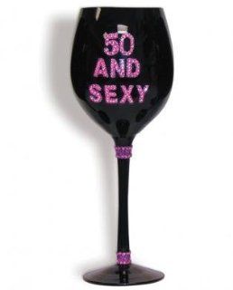 50 and sexy wine glass   black: Health & Personal Care