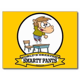WORLDS GREATEST SMARTY PANTS BOY CARTOON POSTCARD