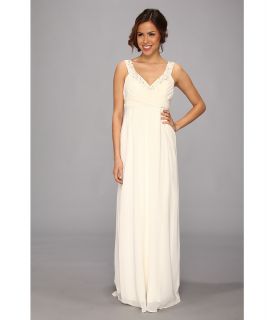 Nicole Miller Double Face Satin Silk Georgette Bridal Gown Womens Dress (White)