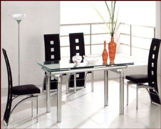 Metal Dining Set w/Glass Top OL DT06s: Home & Kitchen