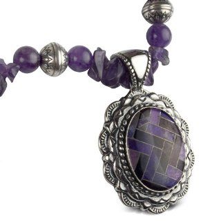 Sterling Silver, Amethyst and Purple Sugalite Pendant: Jewelry