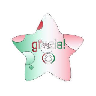 Italian Gifts : Thank You / Grazie + Smiley Face Star Stickers