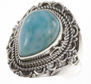 925 Sterling Silver LARIMAR Ring, Size 7.5, 7.45g Jewelry