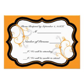 Kurli Q Ivory B (Orange) RSVP Card