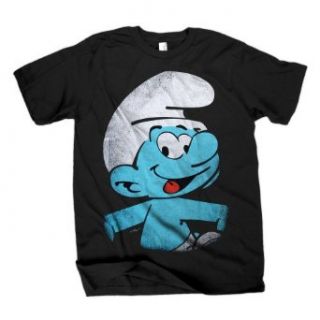 The Smurf Big Face Youth Black T Shirt  S Clothing