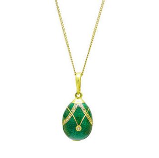 green horseshoe enamel egg pendant by argent of london