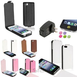 XMAS SALE!!! Hot new 2014 model Color Flip Leather Clip on Cover Case+Black AC Charger+Sticker For iPhone 5 5SCHOOSE COLOR: Cell Phones & Accessories