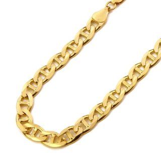 14K Yellow Gold 7.9mm Concave Mariner Chain Necklace with Lobster Claw Clasp   20" Inches: The World Jewelry Center: Jewelry