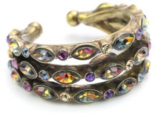 Sorrelli "Aurora Sky" Multi Crystal Petal Band Gold Tone Ring: Jewelry