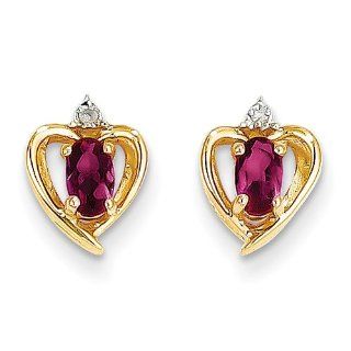 Gold and Watches 14K Diamond & Genuine Ruby Earrings Jewelry