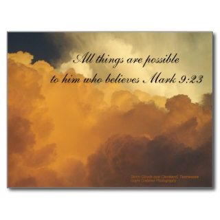 Inspirational scripture postcard clouds Mark 923