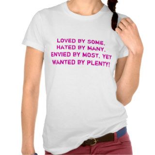 loved by some, hated by many, envied by most, yt shirt