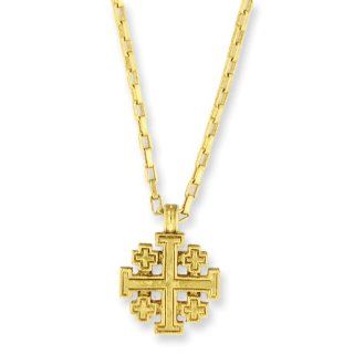 2 MM Gold tone Jerusalem Cross 18in Necklace   18 IN   Vatican Library Religious Collection: Pendant Necklaces: Jewelry