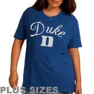 Duke Blue Devils Ladies Plus Size Arch Logo Glitter Scoop Neck T Shirt   Duke Blue
